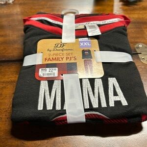 NWT DEARFOAMS PJ XXL 2 piece family pj's set for a mom size XXL Red Black